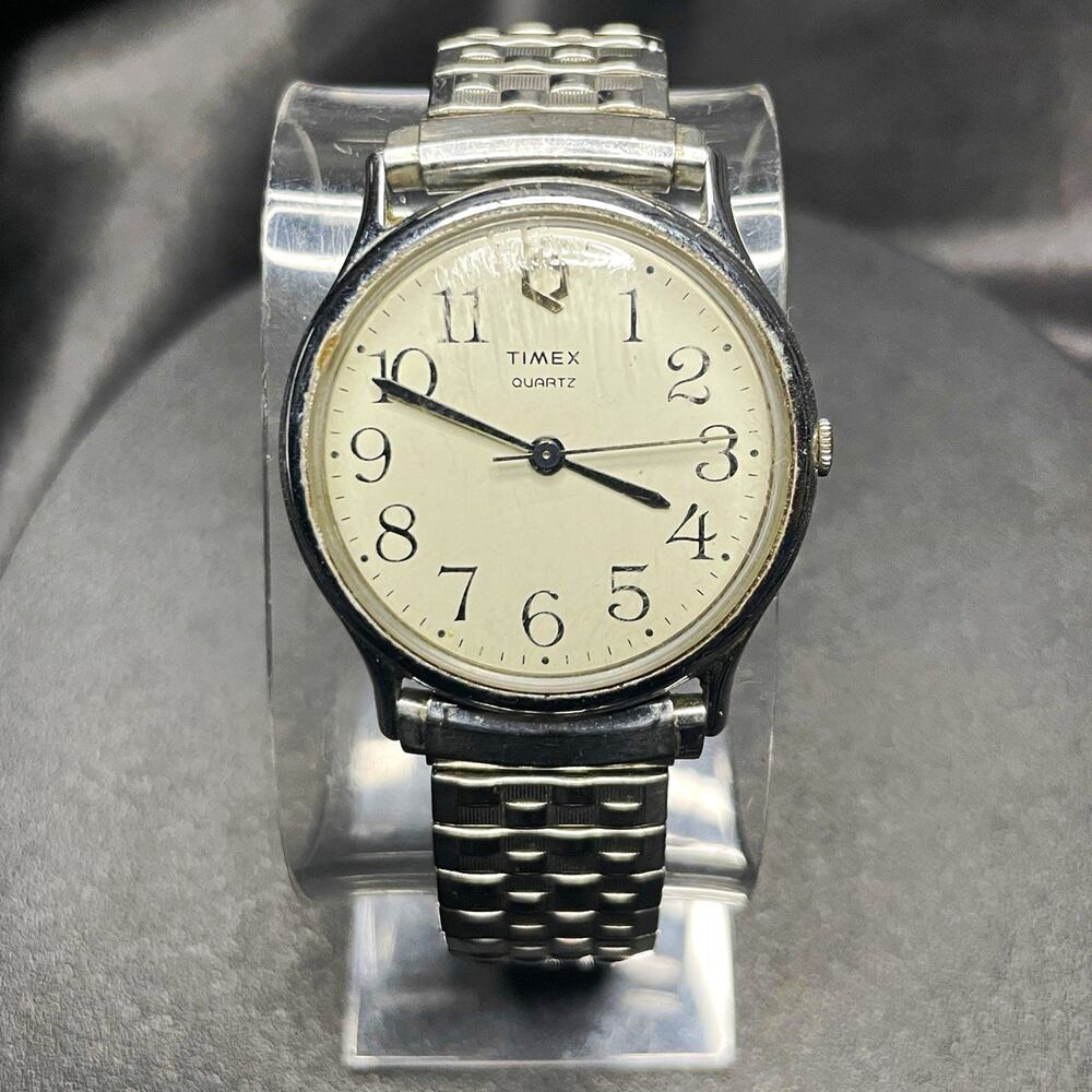 Timex Women’s M Cell Quartz Analog Watch Silver SS Bracelet White Dial 34mm